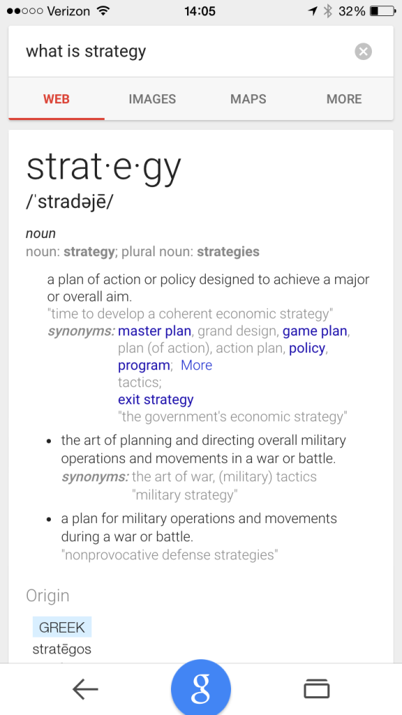 Google Search for "What is Strategy" 